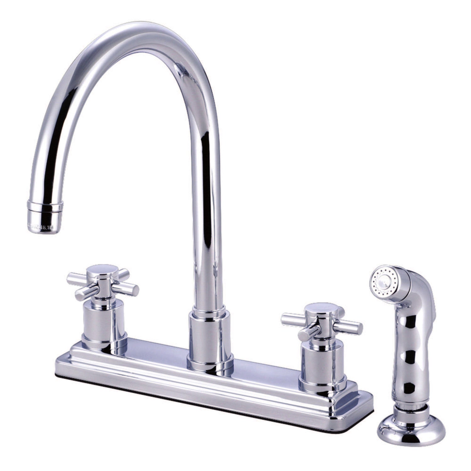 Kingston Sona KS8791DX - Concord Two-Handle 4-Hole 8" Centerset Kitchen Faucet with Side Sprayer, Polished Chrome — image 1
